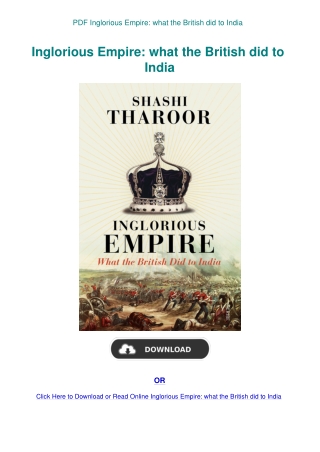 PDF Inglorious Empire what the British did to India