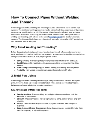 How To Connect Pipes Without Welding And Thread