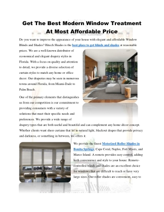 Get The Best Modern Window Treatment At Most Affordable Price