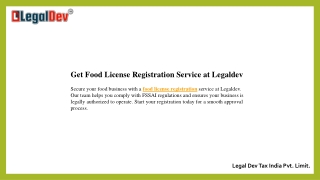 Get Food License Registration Service at Legaldev