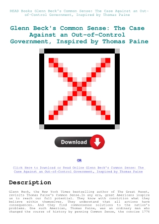 READ Books Glenn Beck's Common Sense The Case Against an Out-of-Control Government  Inspired by Thom