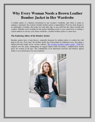 Why Every Woman Needs a Brown Leather Bomber Jacket in Her Wardrobe