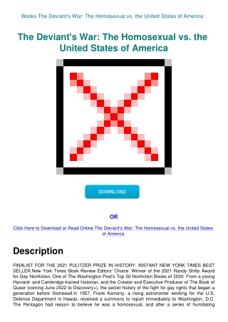 Books The Deviant's War The Homosexual vs. the United States of America