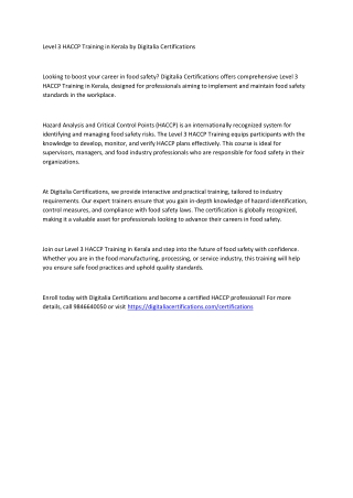 Level 3 HACCP Training in Kerala by Digitalia Certifications (1)