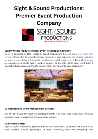 Sight & Sound Productions: Premier Event Production Company