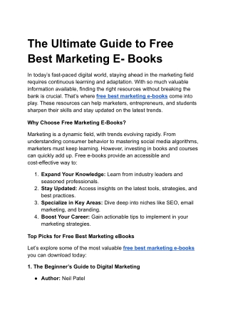 The Ultimate Guide to Free Best Marketing E- Books