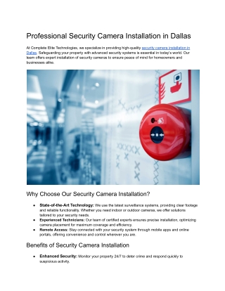 Professional Security Camera Installation in Dallas