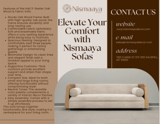 Hali 3-Seater Oak Wood & Fabric Sofa: A Perfect Blend of Elegance and Comfort.