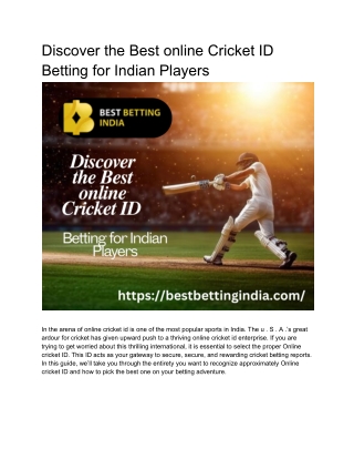 _Discover the Best online Cricket ID Betting for Indian Players