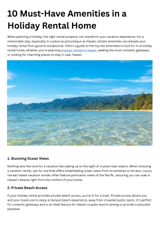 10 Must-Have Amenities in a Holiday Rental Home