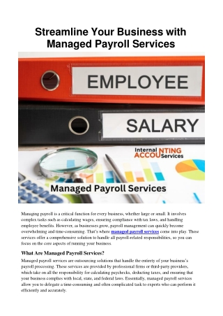 Exploring the Features of Managed Payroll Services for Growing Companies