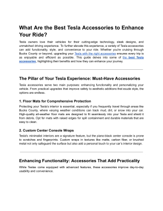 What Are the Best Tesla Accessories to Enhance Your Ride