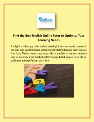 Find the Best English Online Tutor to Optimize Your Learning Needs