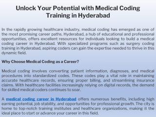 Unlock Your Potential with Medical Coding Training in Hyderabad
