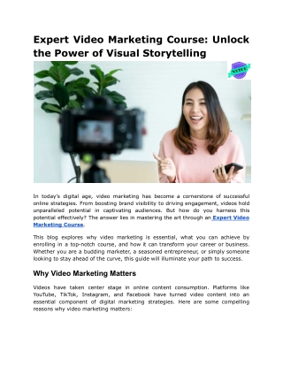 Expert Video Marketing Course_ Unlock the Power of Visual Storytelling