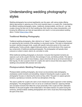 Understanding wedding photography styles
