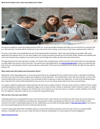 What Are the Steps to Get a Same Day Payday Loans Today