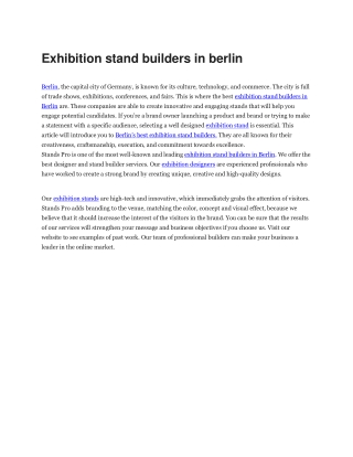 Exhibition stand builders in berlin
