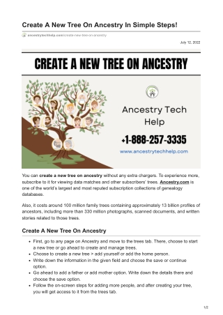 ancestrytechhelp.com-Create A New Tree On Ancestry In Simple Steps