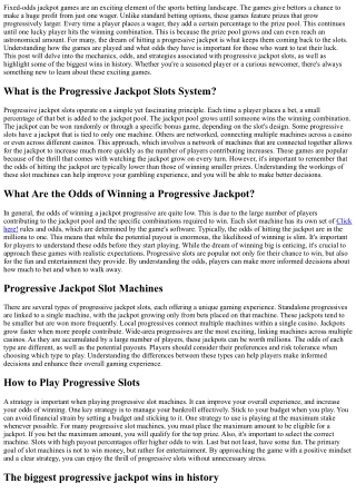 Players Guide to the Truth about Progressive Jackpots