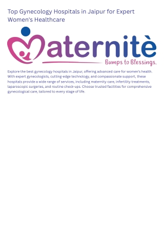 Top Gynecology Hospitals in Jaipur for Expert Women's Healthcare