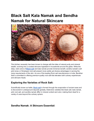 Black Salt Kala Namak and Sendha Namak for Natural Skincare