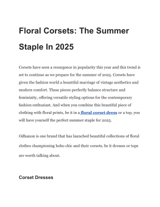 Floral Corsets : The Summer Staple In 2025