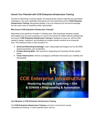 CCIE ENTERPRISE INFRASTRUCTURE TRAINING