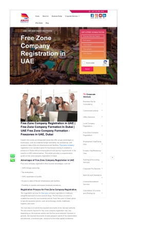 Free Zone Company Registration in UAE