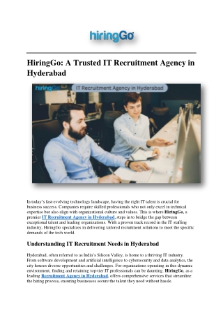 Best IT Recruitment Agency in Hyderabad - HiringGo