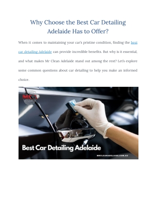 Why Choose the Best Car Detailing Adelaide Has to Offer