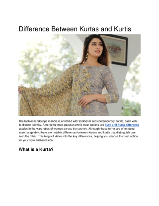 Difference Between Kurtas and Kurtis