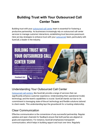 Building Trust with Your Outsourced Call Center Team