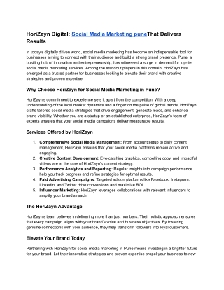 HoriZayn Digital: Social Media Marketing puneThat Delivers Results