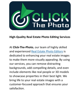 High-Quality Real Estate Photo Editing Services
