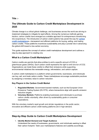 How to Develop a Carbon Credit Marketplace in 2025
