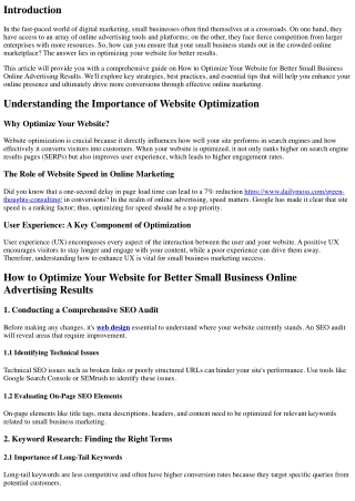 How to Optimize Your Website for Better Small Business Online Advertising Result