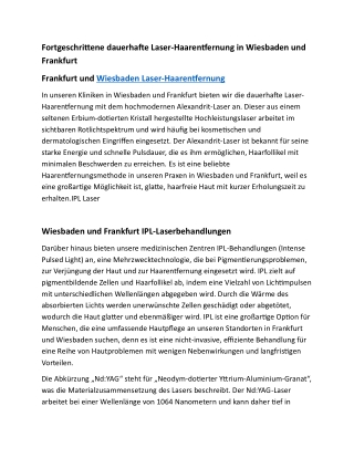 Fortgeschrittene dauerhafte Laser-Haarentfernung in Wiesbaden und Frankfurt