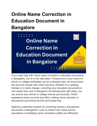 Online Name Correction in Education Document in Bangalore