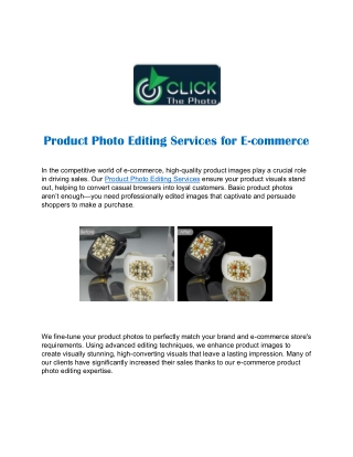 Product Photo Editing Services for E commerce