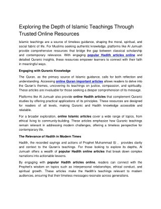 Exploring the Depth of Islamic Teachings Through Trusted Online Resources
