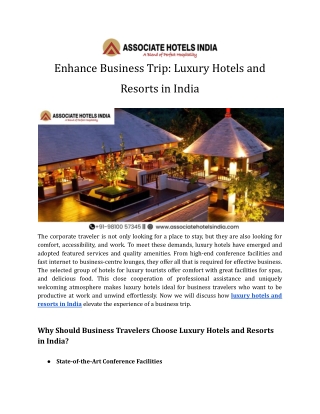 Enhance Business Trip_ Luxury Hotels and Resorts in India