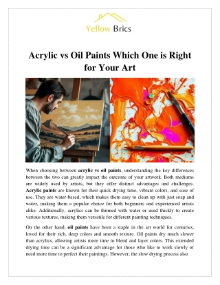 Acrylic vs Oil Paints Which One is Right for Your Art