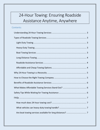 24 Hour Towing - Ensuring Roadside Assistance Anytime, Anywhere