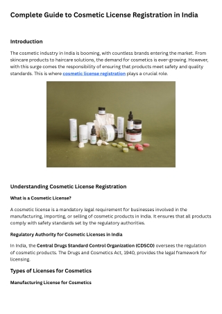 Step-by-Step Guide to Cosmetic License Registration in India