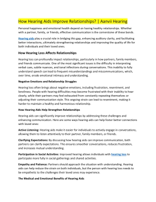 How Hearing Aids Improve Relationships? | Aanvii Hearing