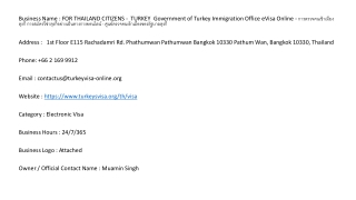 OR THAILAND CITIZENS -  TURKEY  Government of Turkey Immigration Office eVisa On