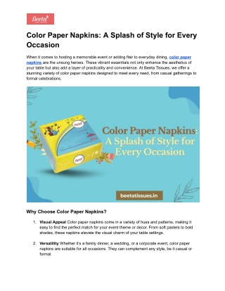 Color Paper Napkins_ A Splash of Style for Every Occasion