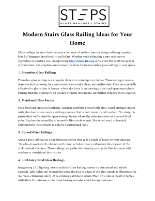Transform Your Home with Stairs Glass Railing