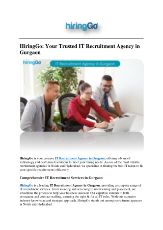 HiringGo: Your Premier IT Recruitment Agency in Gurgaon